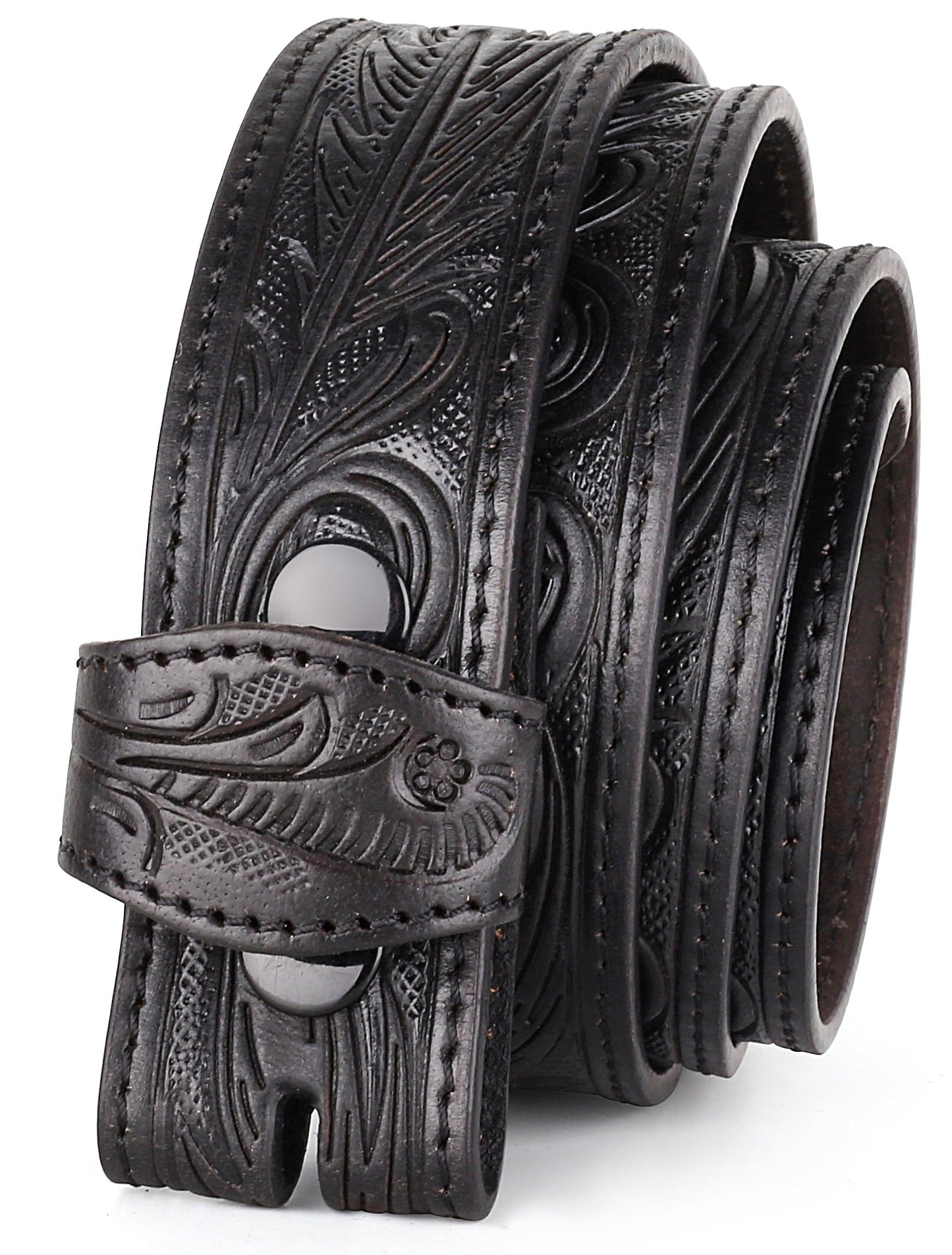 HOTF&L CLASSIC Western Belt without buckle for men – Full Grain Leather Cowboy Belts for jeans - One Piece Leather strap belt