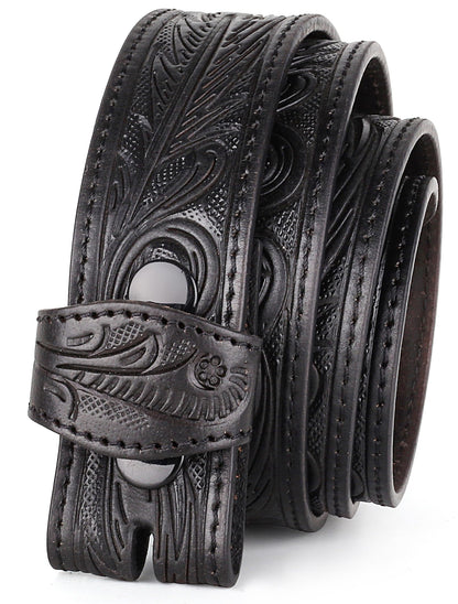 HOTF&L CLASSIC Western Belt without buckle for men – Full Grain Leather Cowboy Belts for jeans - One Piece Leather strap belt