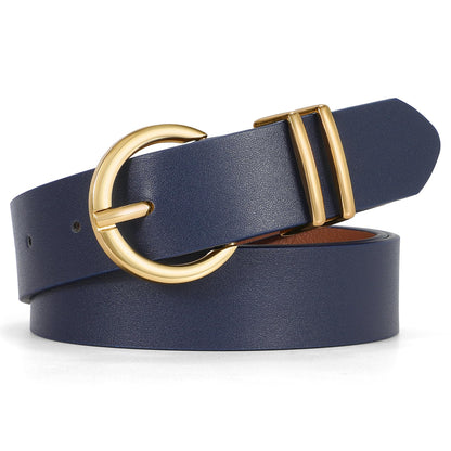 HOTWHIPPY Women Leather Belt Fashion Design belt Gold Buckle Ladies Belt for Jeans Pants Dresses