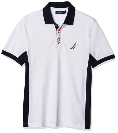 HOTNautica Men's Short Sleeve Color Block Performance Pique Polo Shirt