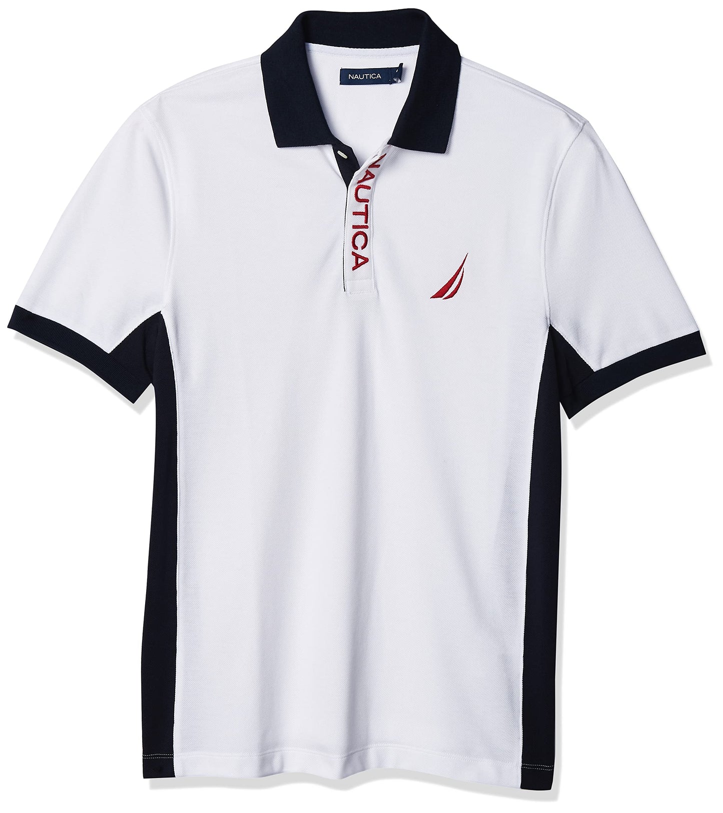 HOTNautica Men's Short Sleeve Color Block Performance Pique Polo Shirt