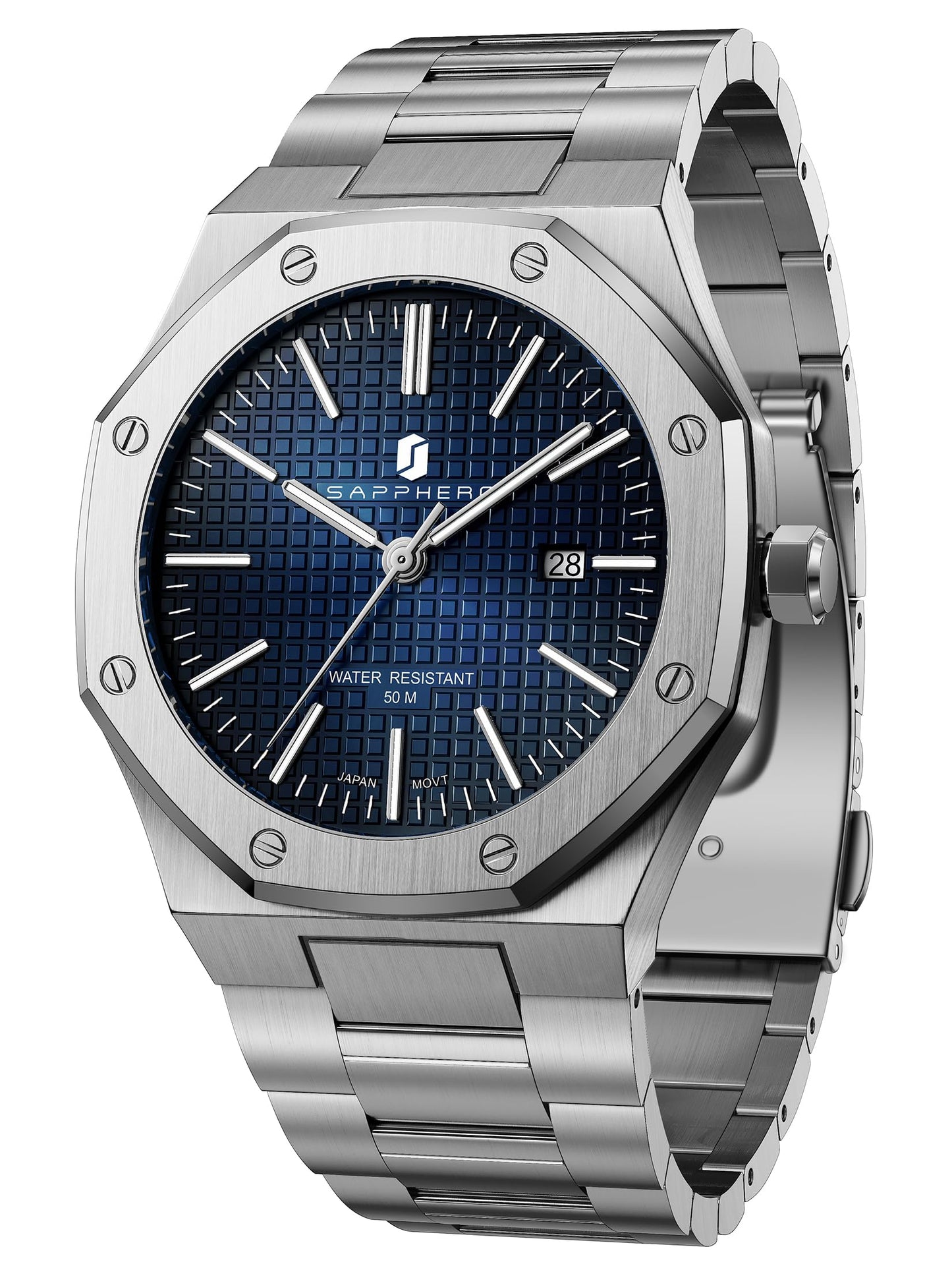 HOTSAPPHERO Mens Watches Stainless Steel Quartz Watch for Men Waterproof Date Clock Fashion Business Wristwatch Gift for Men