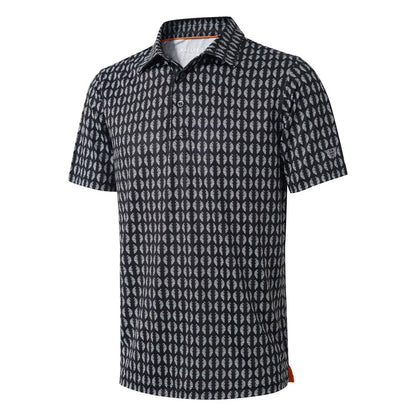 HOTGolf Shirts for Men Dry Fit Short Sleeve Print Performance Moisture Wicking Polo Shirt