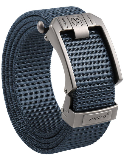 HOTJUKMO Men's Ratchet Belt, Nylon Web with Automatic Slide Buckle in Gift Box | Zinc Alloy Buckle with Micro-Adjust & Trimmable Webbing