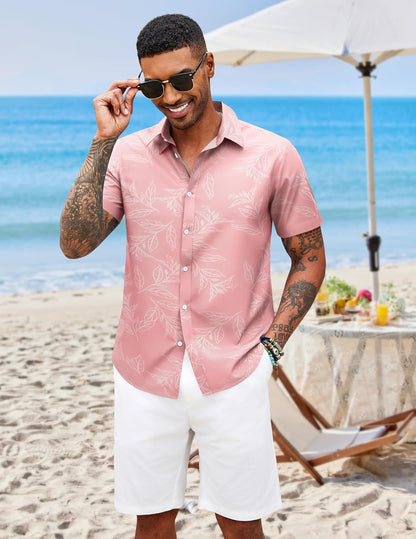 HOTCOOFANDY Mens Hawaiian Shirts Short Sleeve Button Down Aloha Shirt Casual Beach Clothes