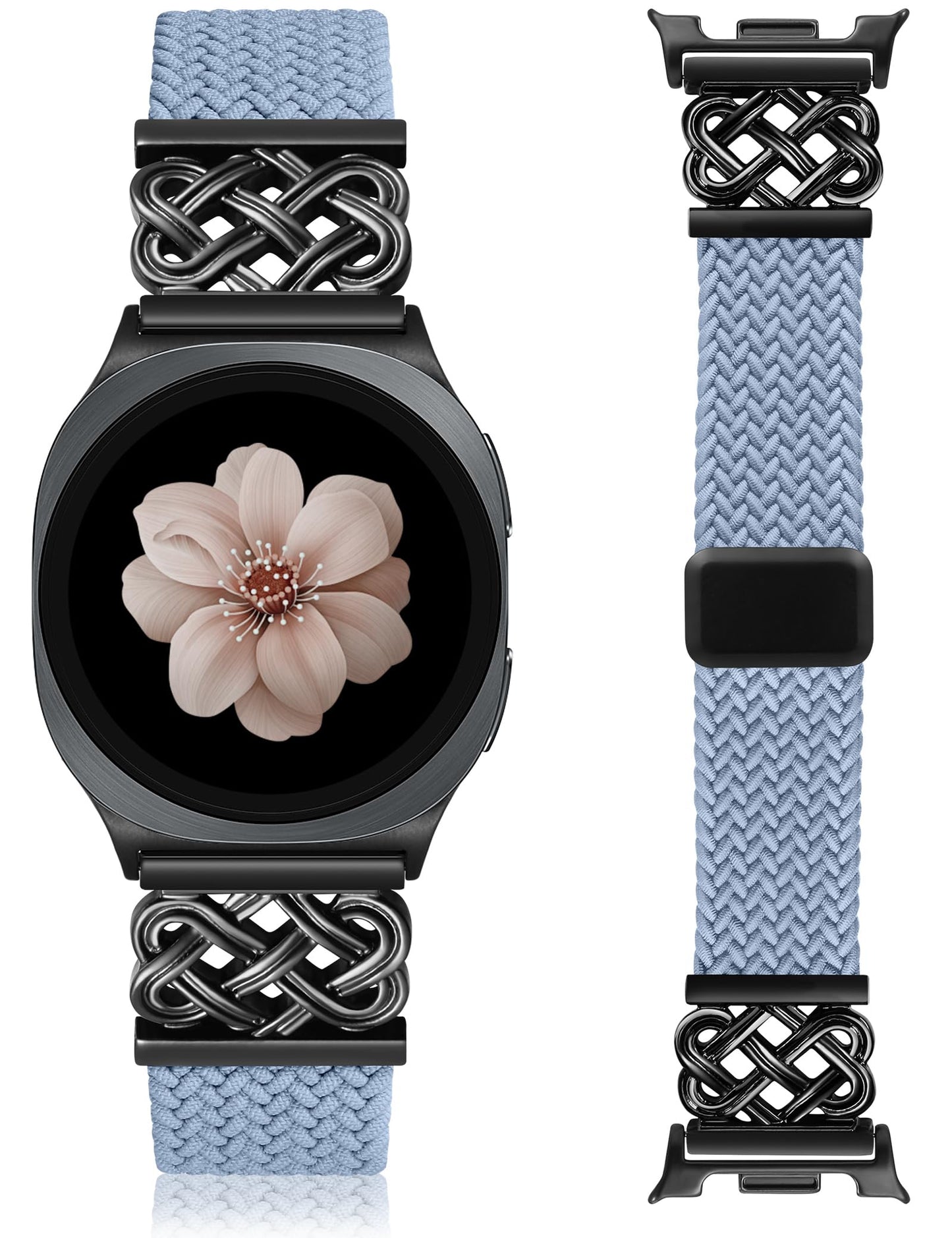 HOTBraided Magnetic Band Compatible with Samsung Galaxy Watch 8 40mm 44mm/8 Classic 46mm Women Men, Celtic Metal Stretchy Elastic Dressy Nylon Bracelet Strap, No for Galaxy Ultra/7/6/5/4/3/2/1