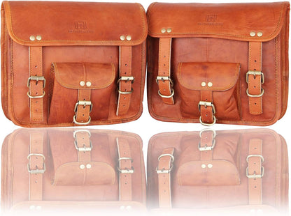 HOT2 Side Brown Leather Pouch by Leather Native – Motorcycle Side Pouch for Men and Women – Waterproof Saddle Bag Panniers – Vintage and Modern Touring Bag