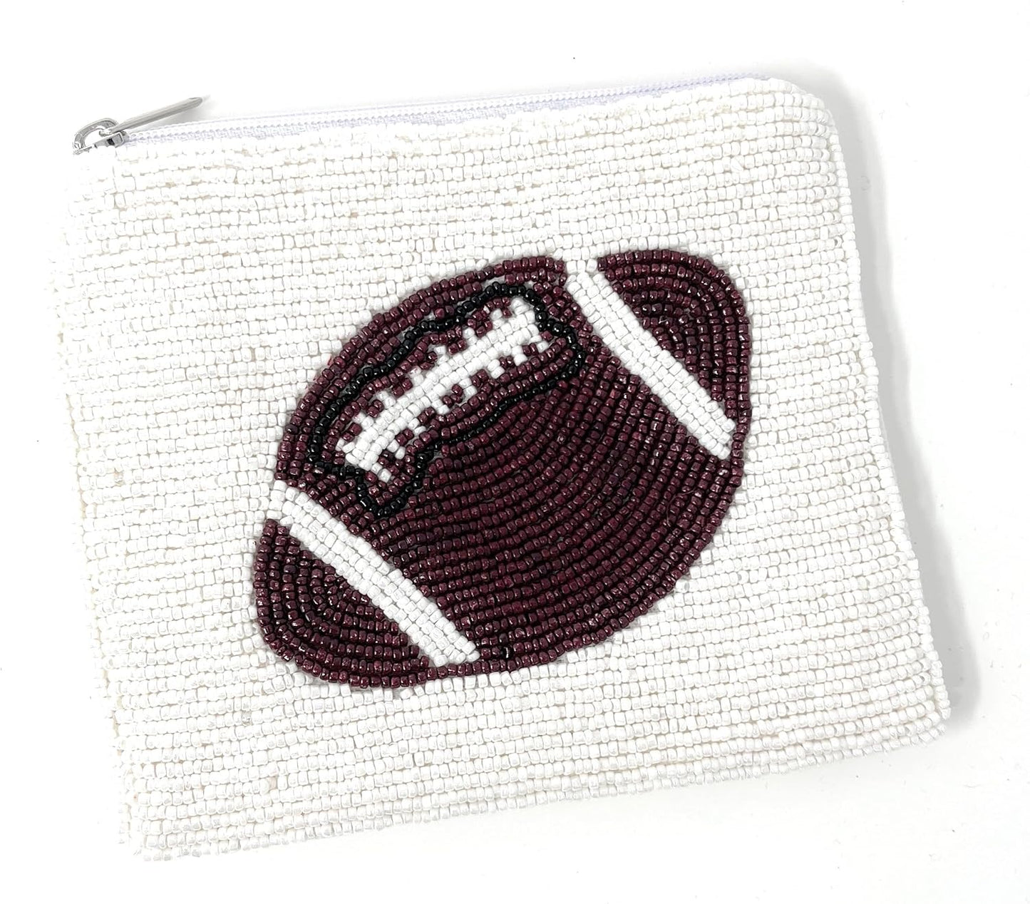 HOTFootball Beaded Pouch, Small Purse, Coin Purse Pouch, Small Wallets, Gift Card Pouch, Birthday Gift, Football Fan Gifts