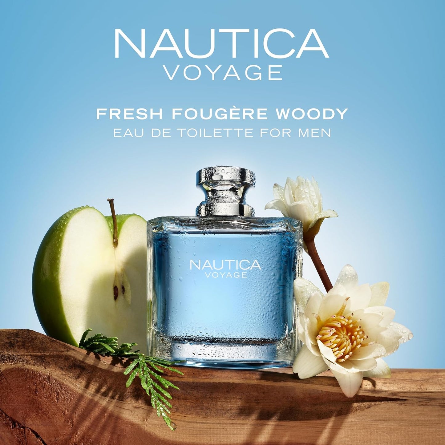 HOTNautica Voyage Eau De Toilette, Cologne and Fragrance For Men, Fresh, Romantic, Fruity Scent Woody, Aquatic Notes of Apple, Water Lotus, Cedarwood, and Musk Ideal Day Wear, Long Lasting 3.3Fl oz