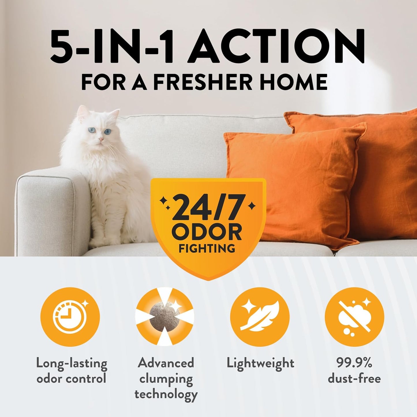 HOTARM & Hammer Hardball Clumping Cat Litter, Garden Bloom, 14.5 Lbs | Lightweight 5-in-1, 24/7 Odor Control, Easy Clean Up, Non-Clay Formula, 99.9% Dust-Free, Multi-Cat