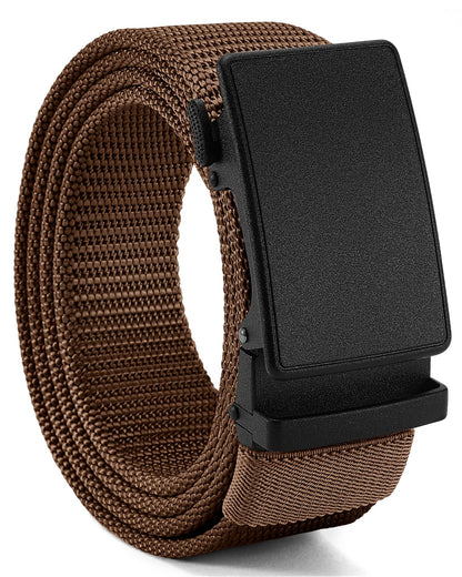 HOTCHAOREN 1.5" Nylon Ratchet Belts for Men - Adjustable Casual Work Belt with Slide Buckle - Trim to Fit