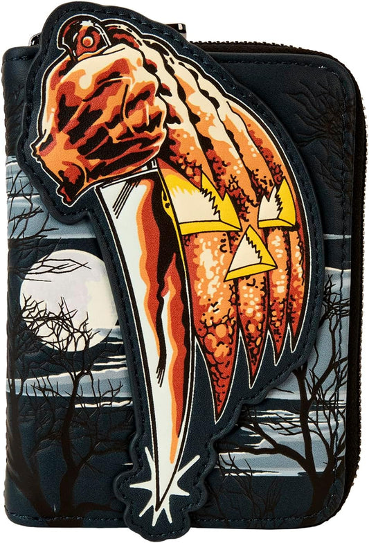 HOTLoungefly Halloween Michael Myers Jack-O'-Lantern Glow Zip Around Wallet