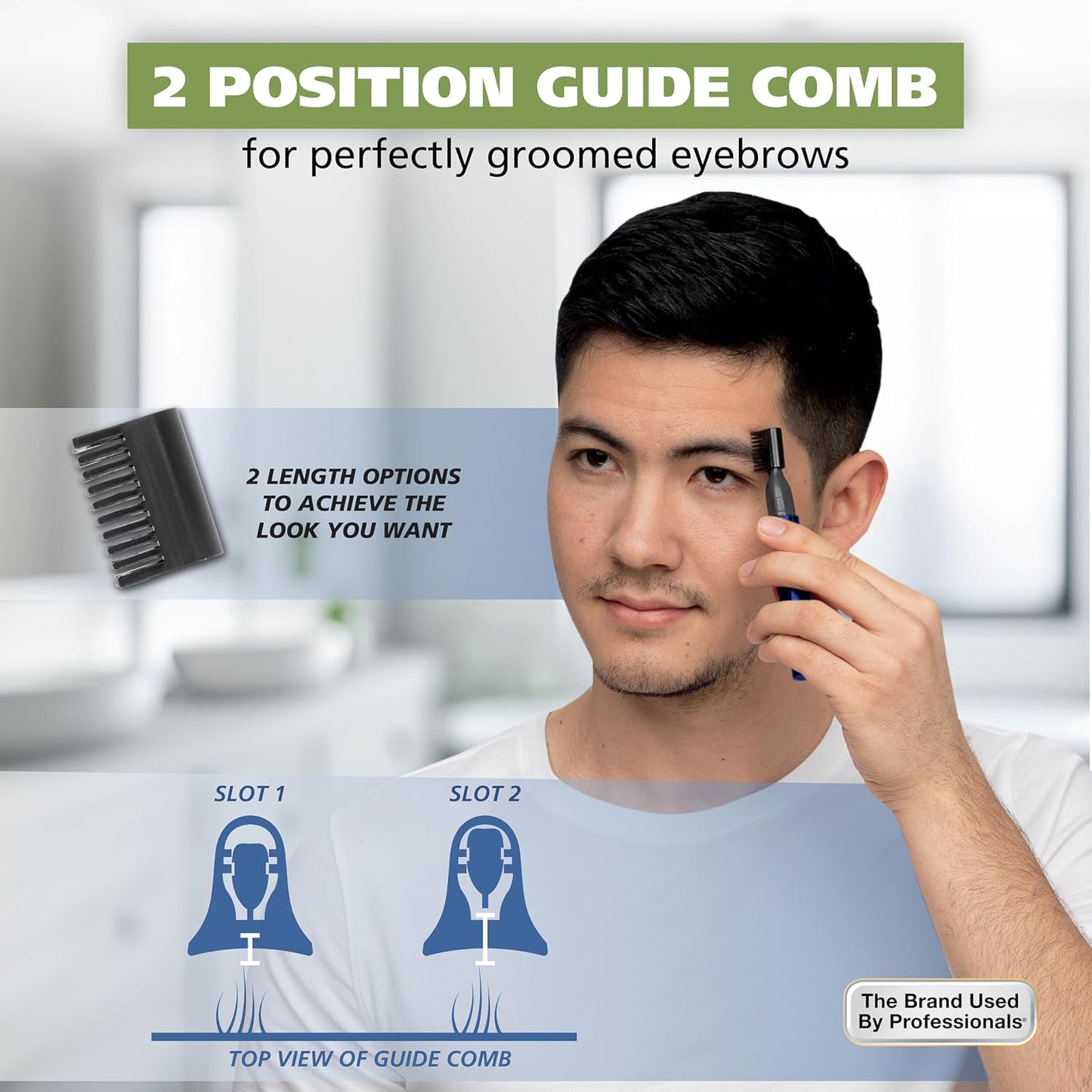 HOTWahl Micro Groomsman Battery Personal Trimmer for Hygienic Grooming with Rinseable, Interchangeable Heads for Eyebrows, Neckline, Nose, Ears, & Other Detailing - 05640-600