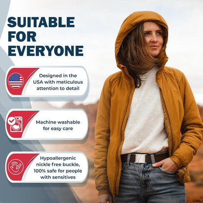HOTONE-BELT No Show Invisible Elastic Belts for Women & Men 1.30" inch adjustable Non Slip Zero Bulk. Designed in USA.