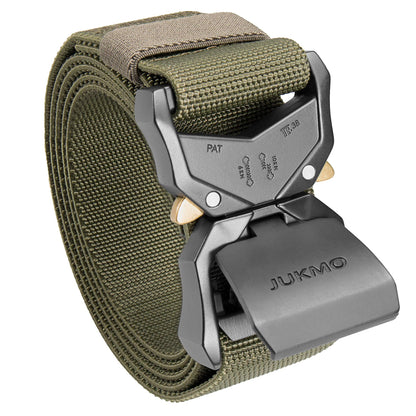 HOTJUKMO Tactical Belt, Military Hiking Rigger 1.5" Nylon Web Work Belt | Heavy Duty Quick Release Aluminum Alloy Buckle & Stretch Belt Strap