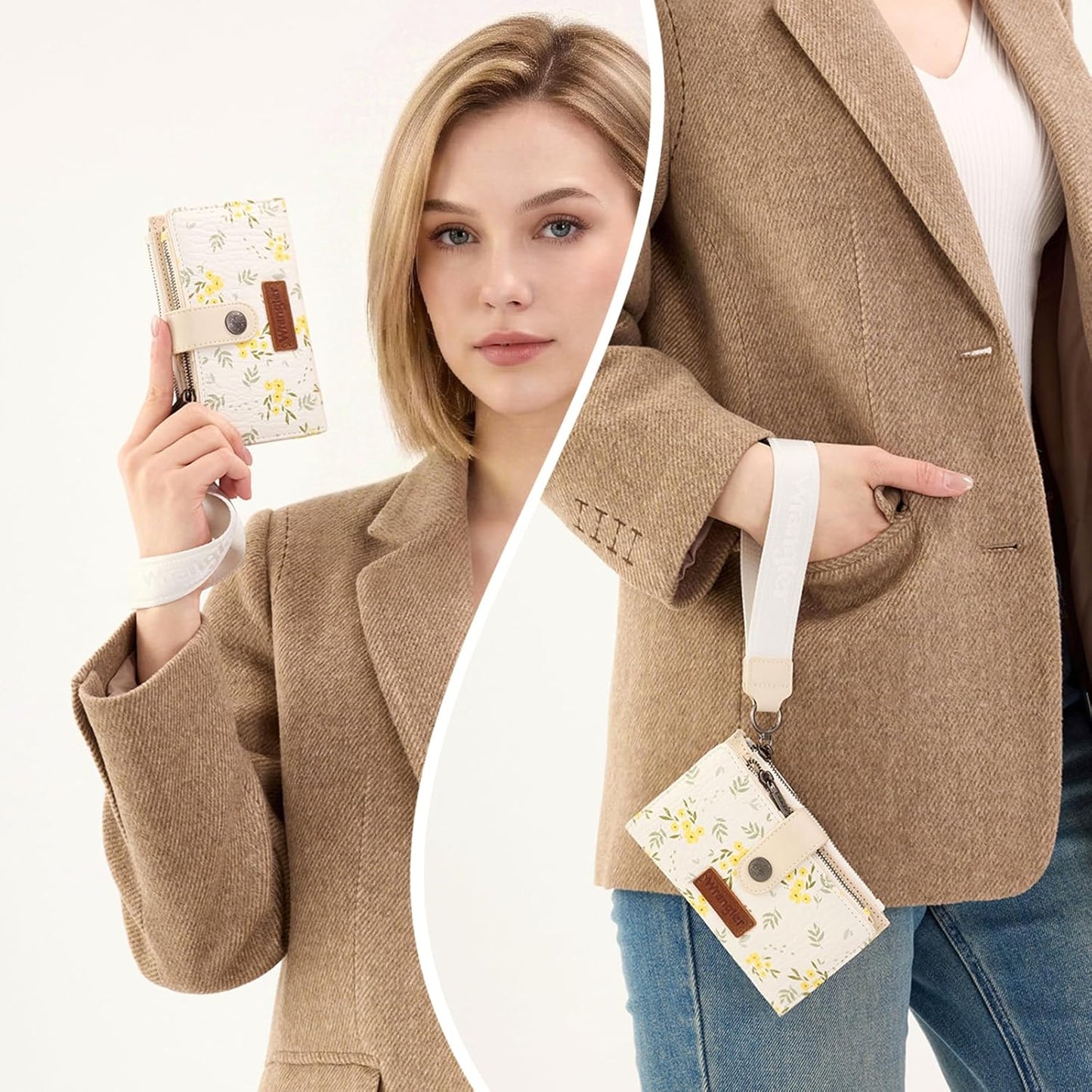 HOTX Wrangler Small Wallet Women, Wristlet Rfid Blocking Wallets Large Capacity Bifold Wallet with Coin Pocket