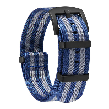 HOTBINLUN Nylon Watch Band 18mm,20mm,22mm,24mm Rugged Military Replacement Watch Straps Silver&Black Stainless Buckle Heavy-Duty Wristband For Traditional Men Women Watches