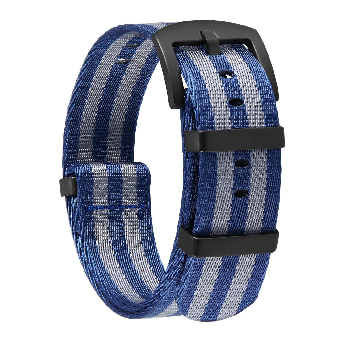 HOTBINLUN Nylon Watch Band 18mm,20mm,22mm,24mm Rugged Military Replacement Watch Straps Silver&Black Stainless Buckle Heavy-Duty Wristband For Traditional Men Women Watches