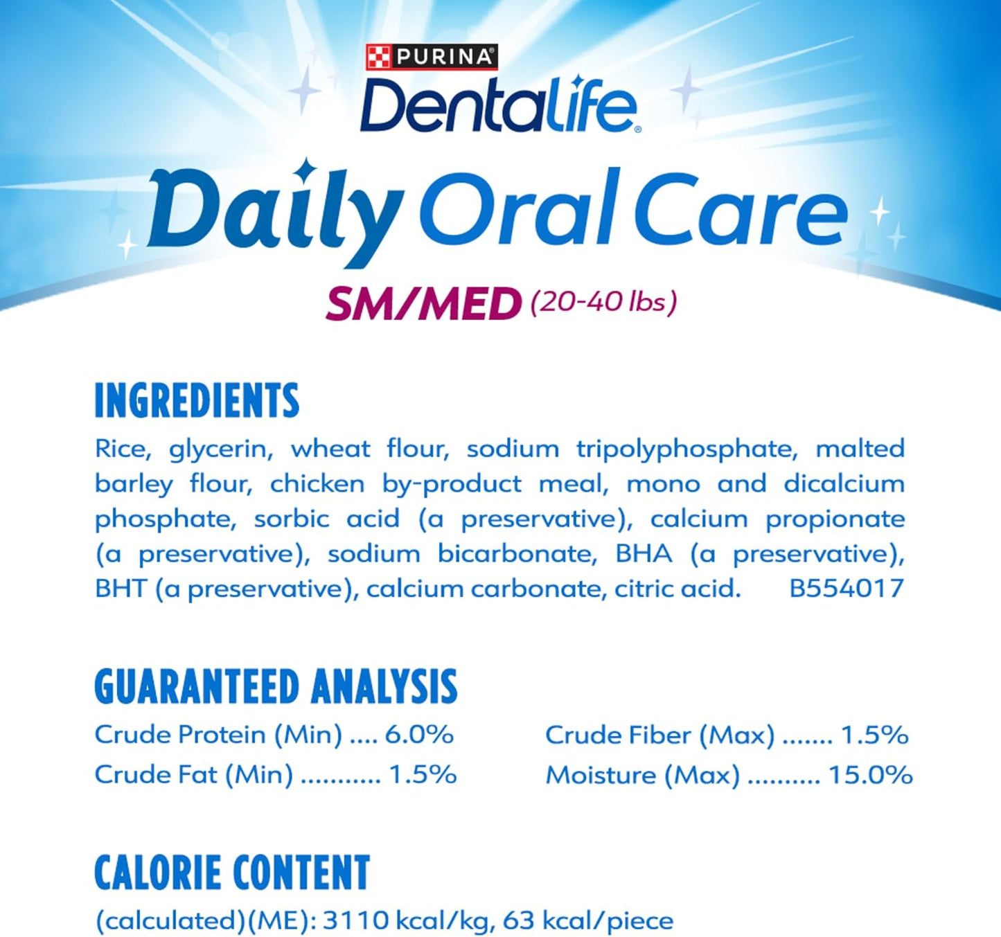 HOTDentaLife Daily Oral Care Dog Treats for Small and Medium Dogs, Chewy Dental Treat to Freshen Breath and Fight Tartar, Chicken Flavor - 40 ct. Pouch