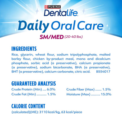 HOTDentaLife Daily Oral Care Dog Treats for Small and Medium Dogs, Chewy Dental Treat to Freshen Breath and Fight Tartar, Chicken Flavor - 40 ct. Pouch