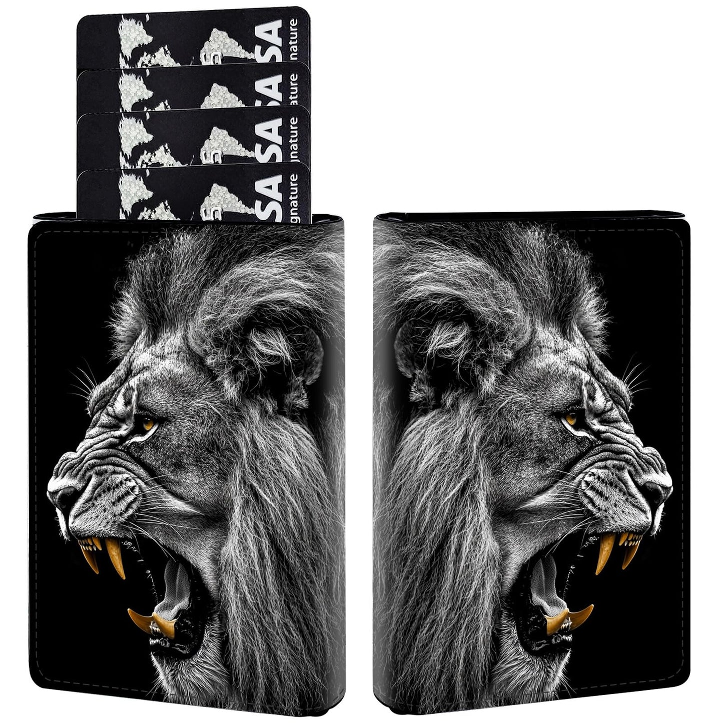 HOTPop Up Wallet Women Men with Money Slot,RFID Blocking Leather Minimalist Automatic Credit Card Holder Business Trifold Card Case-Purple Dream Catcher