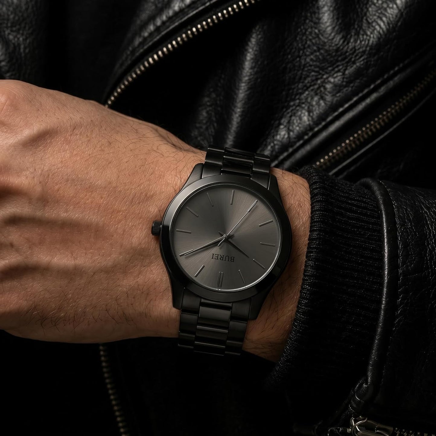 HOTBUREI Men Watches Gifts for Men Fashion Stainless Steel Analog Quartz Waterproof Watches for Mens