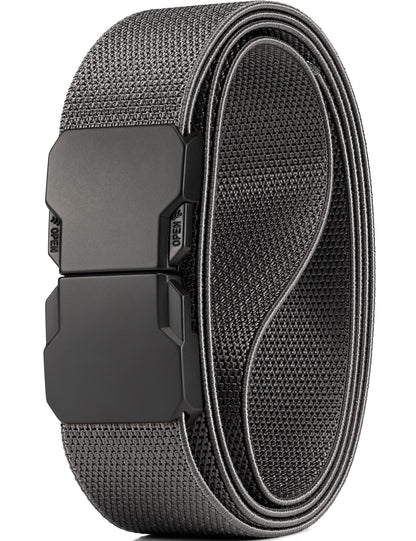 HOTGEIT Stretch Nylon Belt,1 3/8" Elastic Belt with Quick Release Buckle | Invisible Web Belt for Hiking Casual Tactical