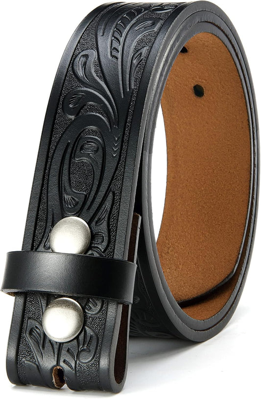 HOTSsumday Western Leather Belt Strap for Men Women Cowboy Cowgirl Leather Mens Belts for Jeans Birthday Christmas Belt Gifts