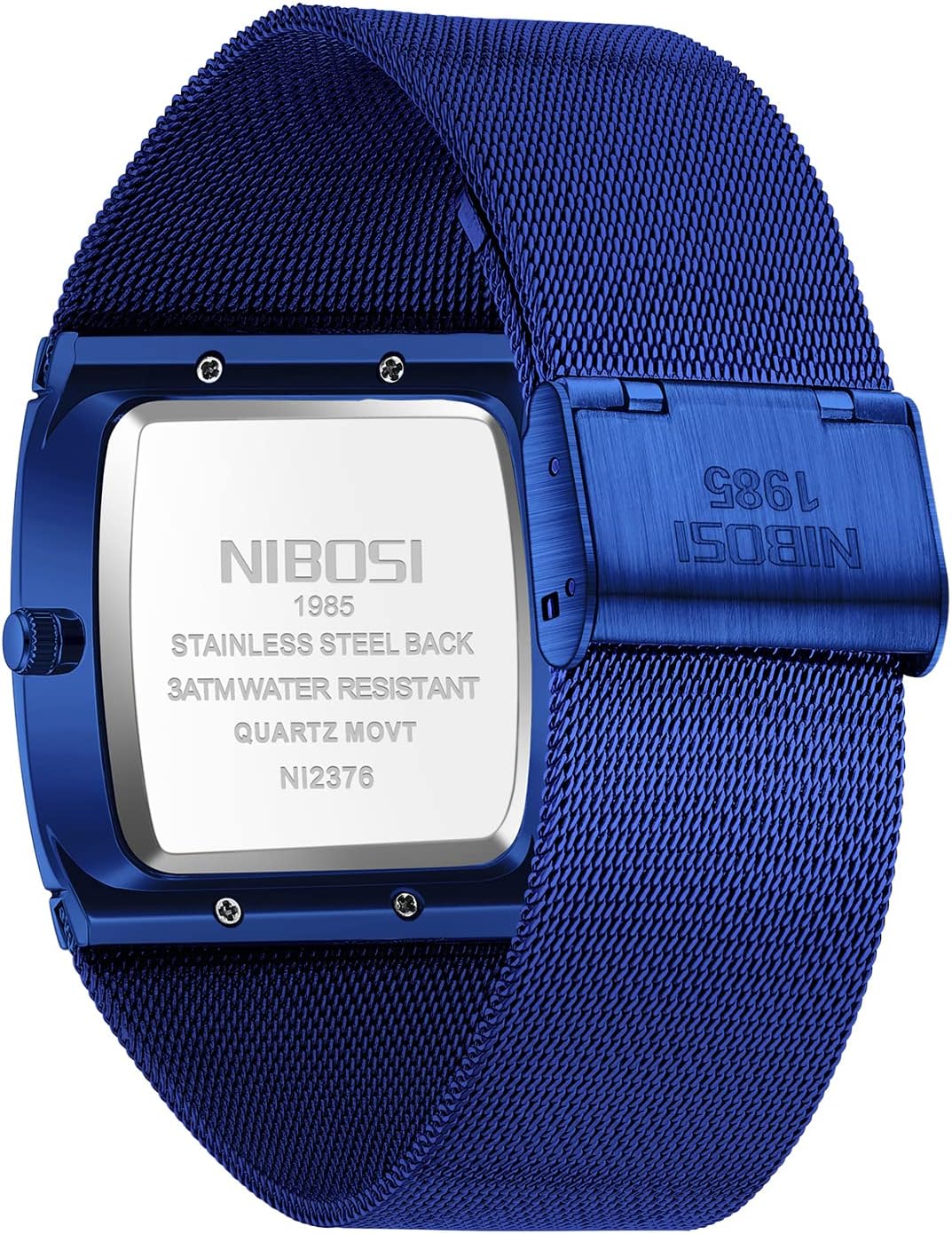 HOTNIBOSI Men's Analog Watch, Square Dial Mesh Strap, Date Display | 100 FT Waterproof, Fashion Casual Sports Business Classic Dress Quartz Wrist Watches for Men