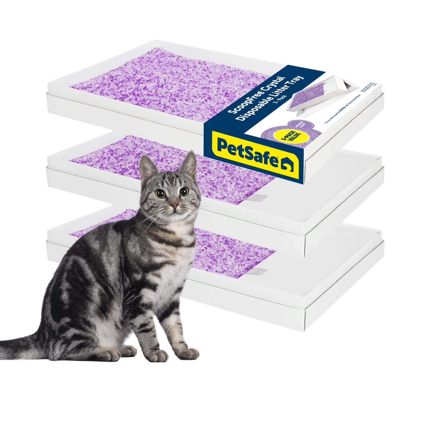 HOTPetSafe ScoopFree Self-Cleaning Cat Litter Box Tray Refills with Premium Blue Non-Clumping Crystals, 3-Pack
