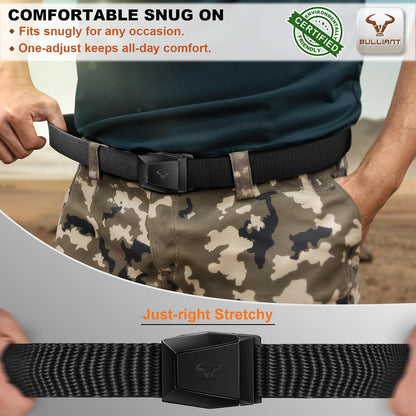 HOTBULLIANT Stretch Tactical Web Belt For Men-Trimmable 1.5"-Adjustable Fit | Smooth Sliding | Adjustable for Precise Fit | Tailored Size | Rugged Nylon for Heavy Duty, Hiking, Hunting