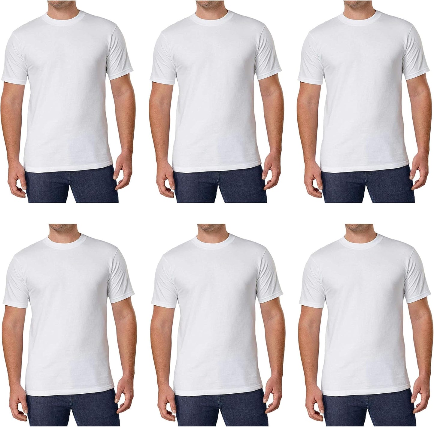 HOTKirkland Signature Men's Crew Neck Tee 100% Combed Heavyweight Cotton T-Shirts (Pack of 6)