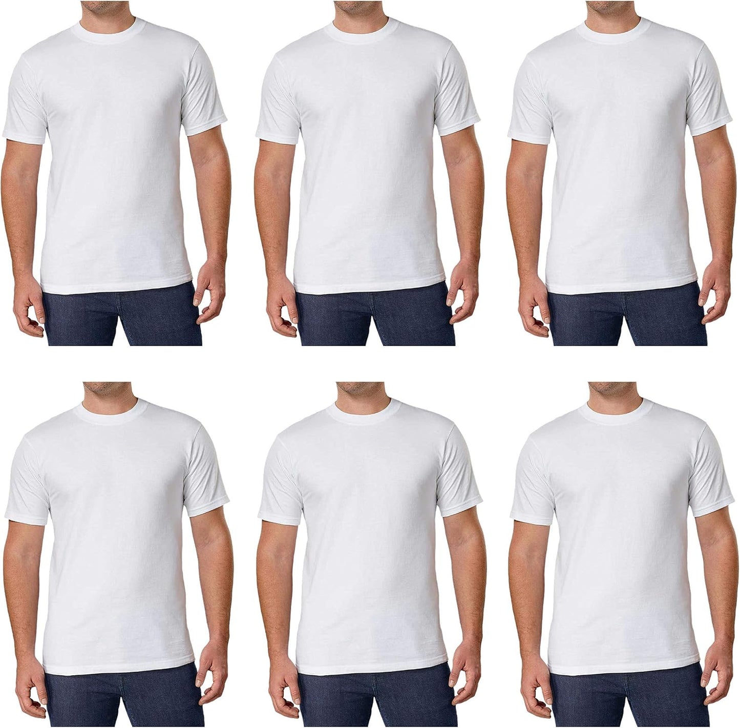 HOTKirkland Signature Men's Crew Neck Tee 100% Combed Heavyweight Cotton T-Shirts (Pack of 6)