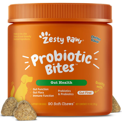 HOTZesty Paws Probiotics for Dogs - Digestive Enzymes for Gut Flora, Digestive Health, Diarrhea & Bowel Support - Clinically Studied DE111 - Dog Supplement Soft Chew for Pet Immune System - Pumpkin, 90ct