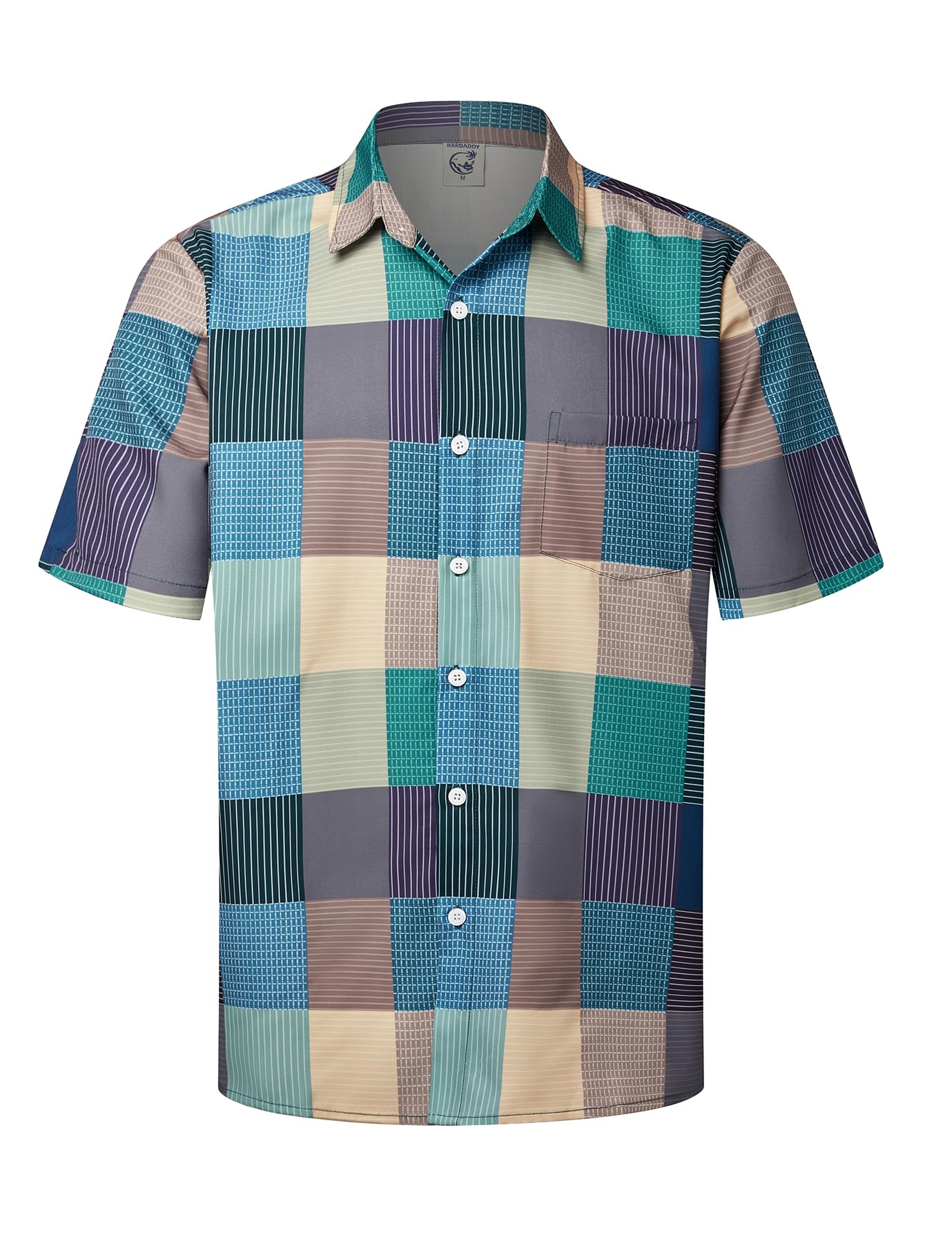 HOTHardaddy Men's Hawaiian Shirt Short Sleeves Printed Button Down Summer Beach Casual Shirts