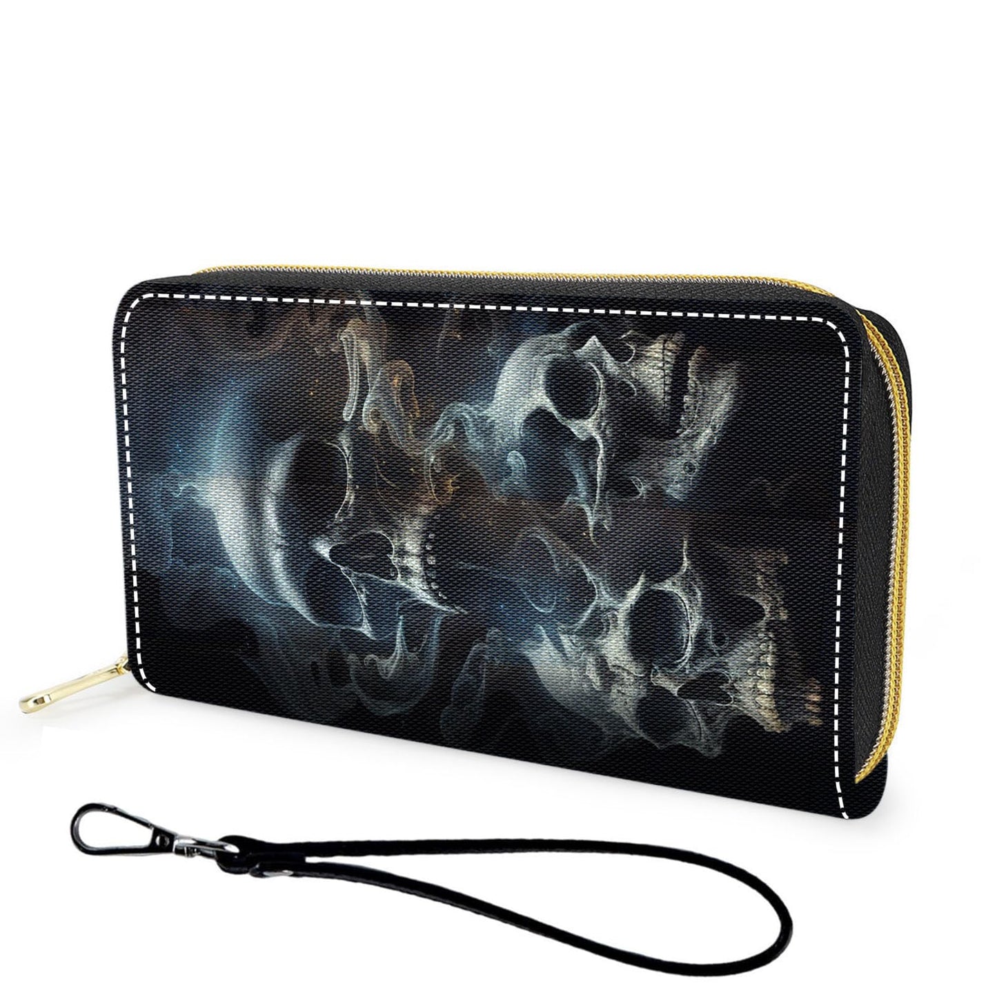 HOTWallet,Large Capacity RFID Blocking Leather Wallet, Durable Smooth Zipper Clutch,Unisex Travel Wallet for Cards,Cash,and Coins - Black Cat and Flowers