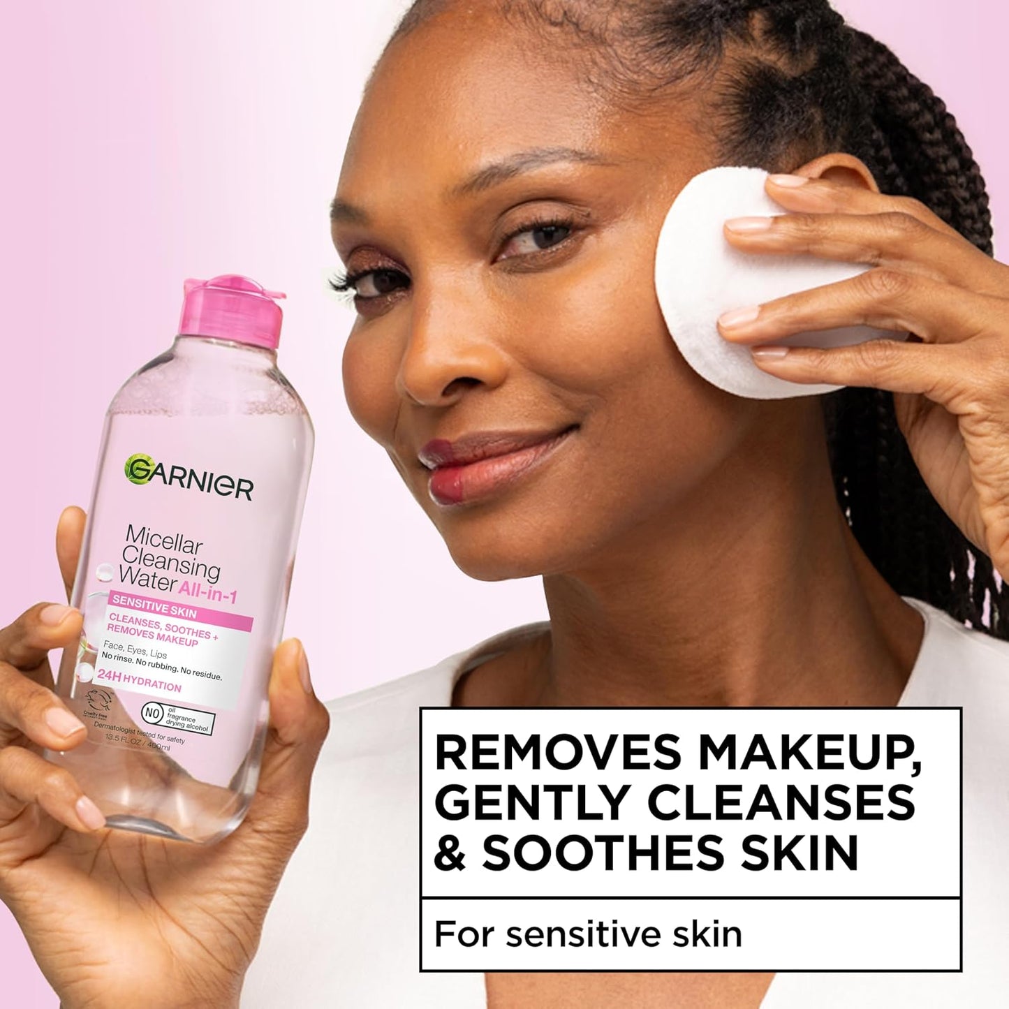 HOTGarnier Micellar Water, Hydrating Facial Cleanser & Makeup Remover, Suitable for Sensitive Skin, Vegan, Cruelty Free, 13.5 Fl Oz (400mL), 2 Count