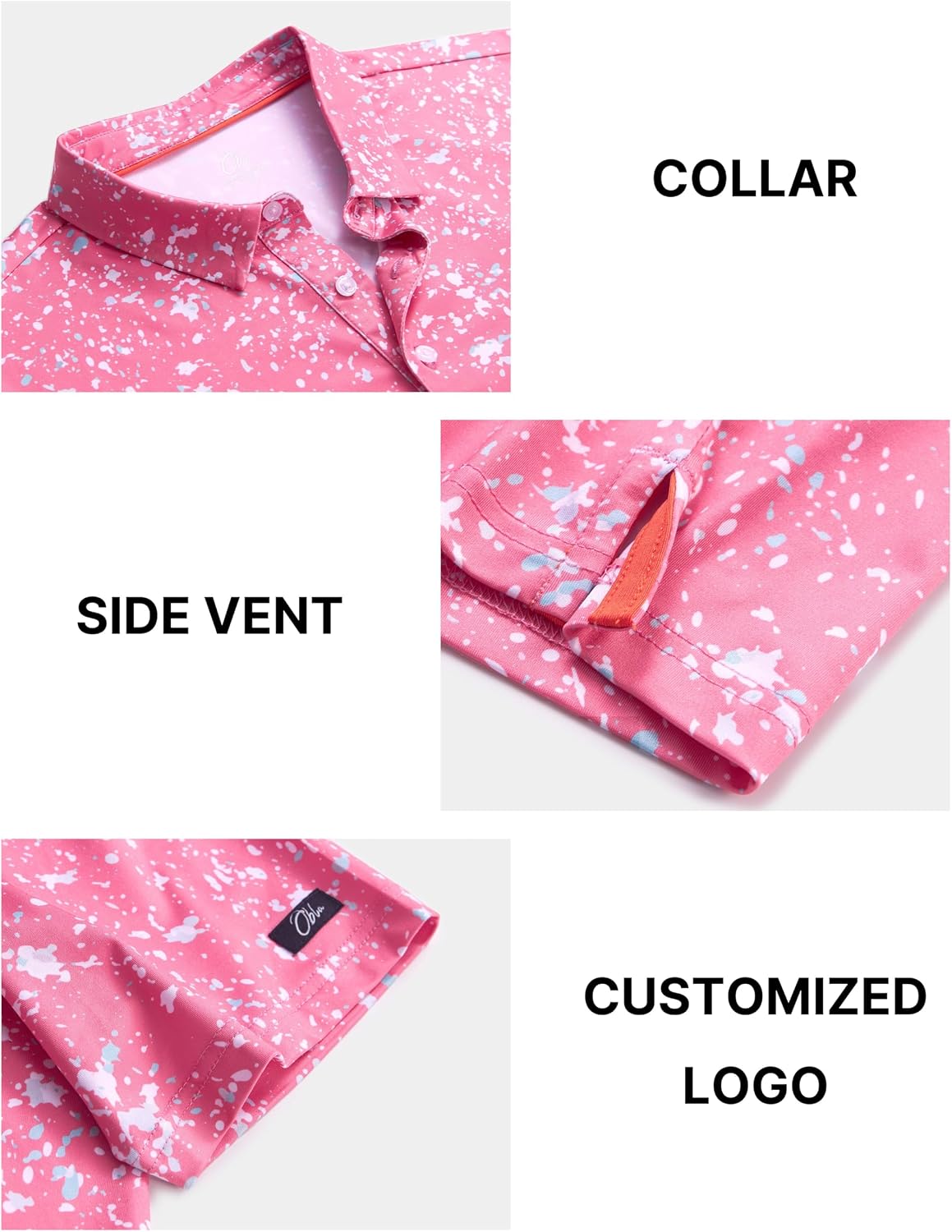 HOTObla Mens Golf Polo Shirts Short Sleeve Dry Fit Performance Moisture Wicking Casual Print Collared Golf Shirts for Men