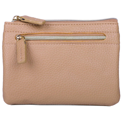 HOTJulia Buxton Vegan Leather Wallet with Zipper, ID Windows, RFID Blocking, Card Slots & Key Ring, Compact Coin & Card Holder Case, Gift Idea, True Blue