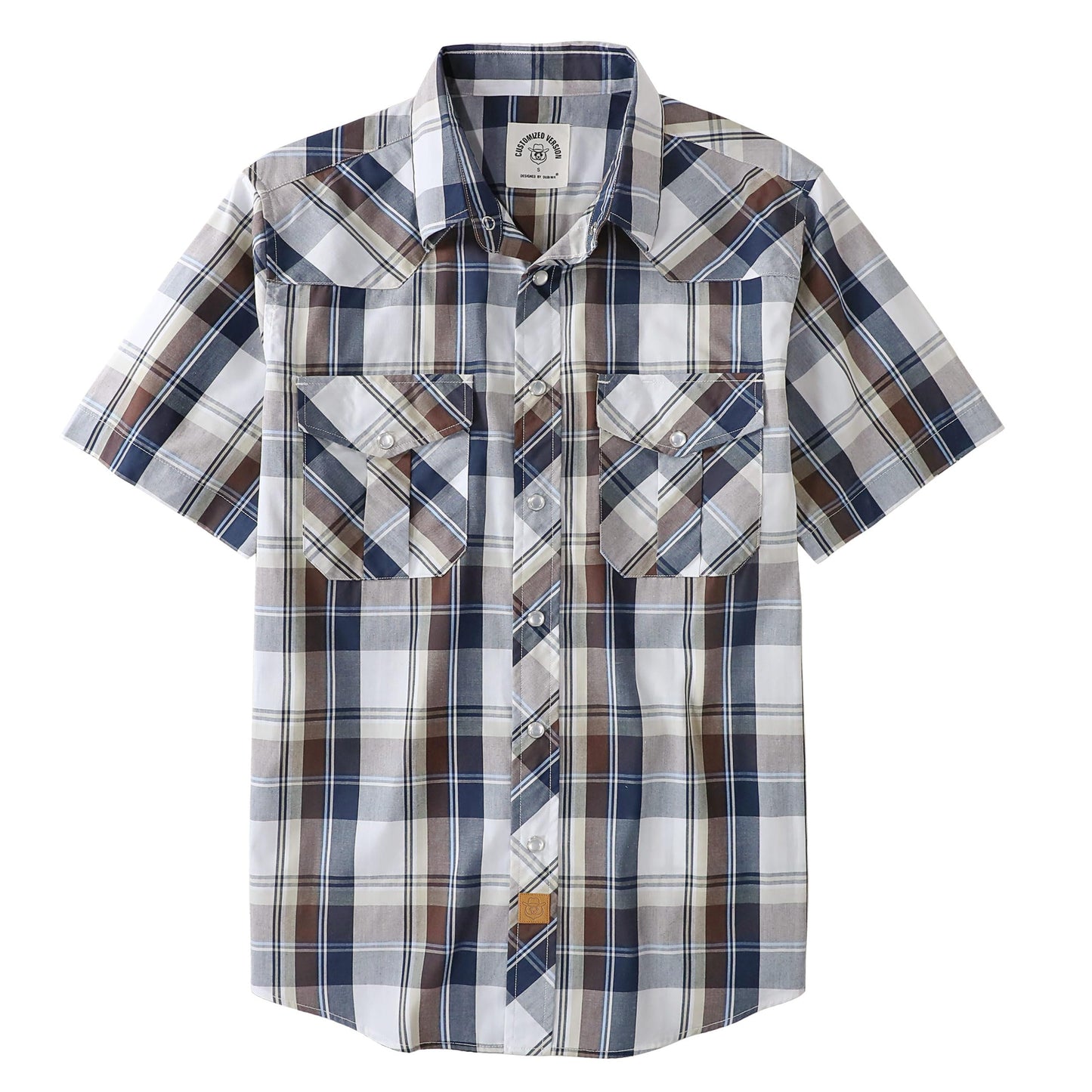 HOTDubinik® Western Shirts for Men Short Sleeve Plaid Pearl Snap Shirts for Men Button Up Shirt Cowboy Casual Work Shirt