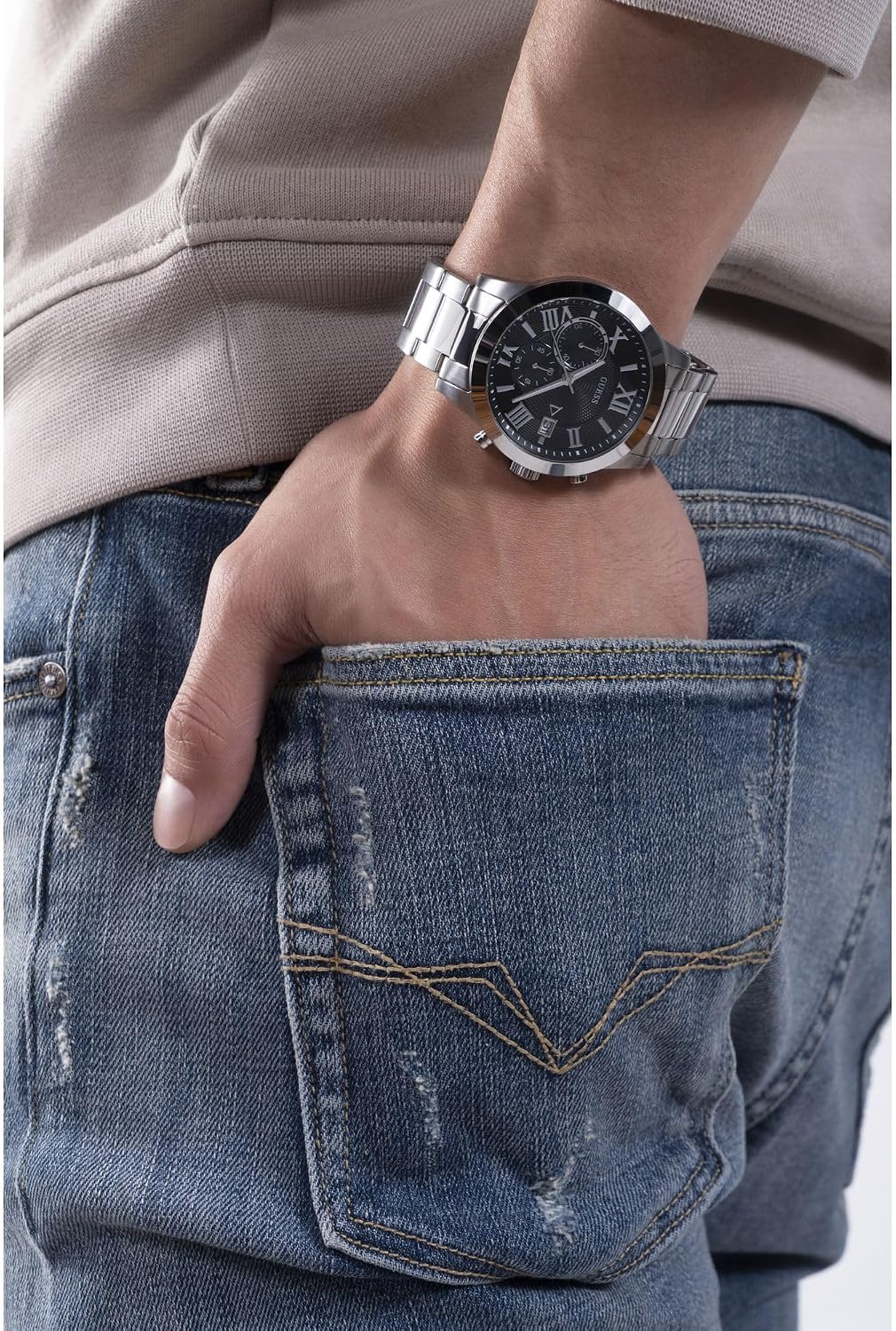 HOTGuess Men's Analog Dress Watch| Stainless Steel Case| 50M Water Resistance