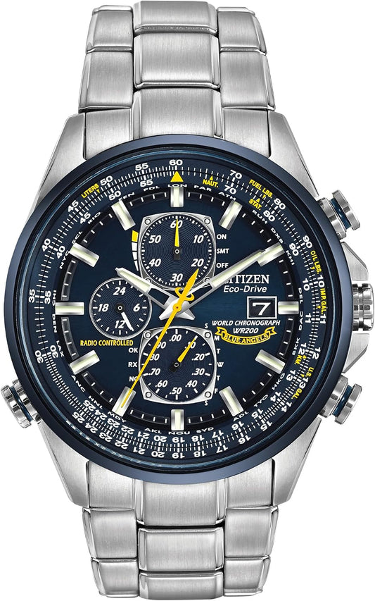 HOTCitizen Men's Eco-Drive Sport Luxury World Chronograph Atomic Time Keeping Watch