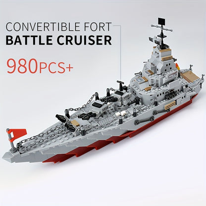 884pcs Army Marine Cruiser Warship Building Blocks Aircraft Holiday Gifts Thanksgiving, Halloween, Christmas Weapons Boat Building Blocks Ur