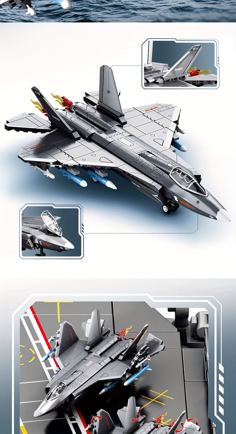 621pcs Stealth Fighter Building Blocks, Fifth Generation Aircraft Toys, Locomotive Assembled Models, Handmade DIY Living Room Decorations, B