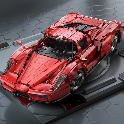 4301pcs Flame Cool Red Supercar Splicing Assembly Building Blocks Toy, 1:8 Series Racing Model Desktop Car Decoration, Office Decoration, Li