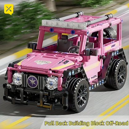 New Generation 485pcs New Pink Car 3D Model Toy Car Building Blocks, Car Assembly Racing Car Building Blocks Toys, Gifts For Kids Adults, Ha