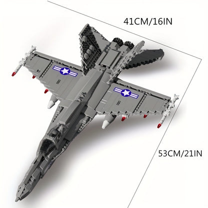 1387pcs Simulative Military F-18 Hornet Raptor Fighter Aircraft Building Blocks with Missile Model - Perfect Assembly Gift