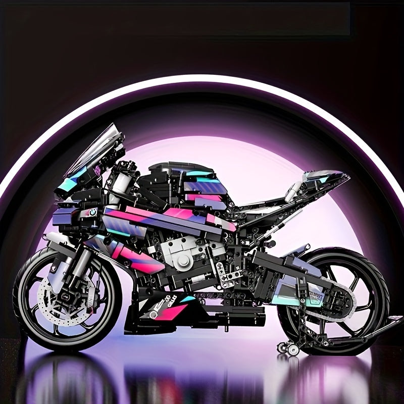 1920pcs Speed Technical Cyberpunk Motorcycle Building Blocks, Super Speed Racing Car 42130 Model, Vehicle Bricks, Halloween Christmas Gifts,