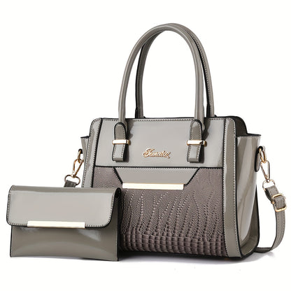 today's deals，No middlemen to make the difference!Classic Solid Color Crocodile Pattern Tote Bag With Clutch Purse, Textured Bags For Women