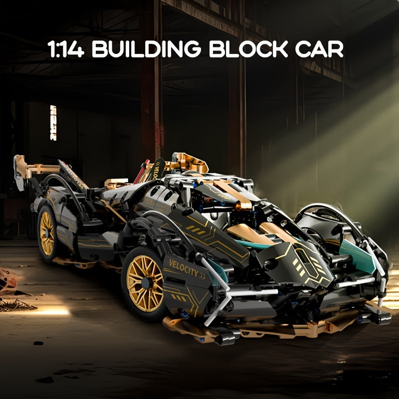 Building Block Car, 1:14 Supercar Design, Cool Pink Appearance Puzzle Toy, Early Education Puzzle, Simple And Easy To Assemble, Holi